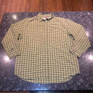 The North Face Shirt Mens XL Yellow Flannel Roll Tab Long Sleeve Button Up